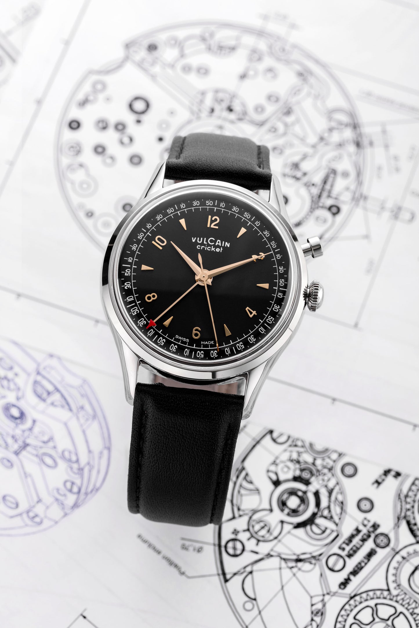 Vulcain Cricket Tradition 39 mm - Black & Gold