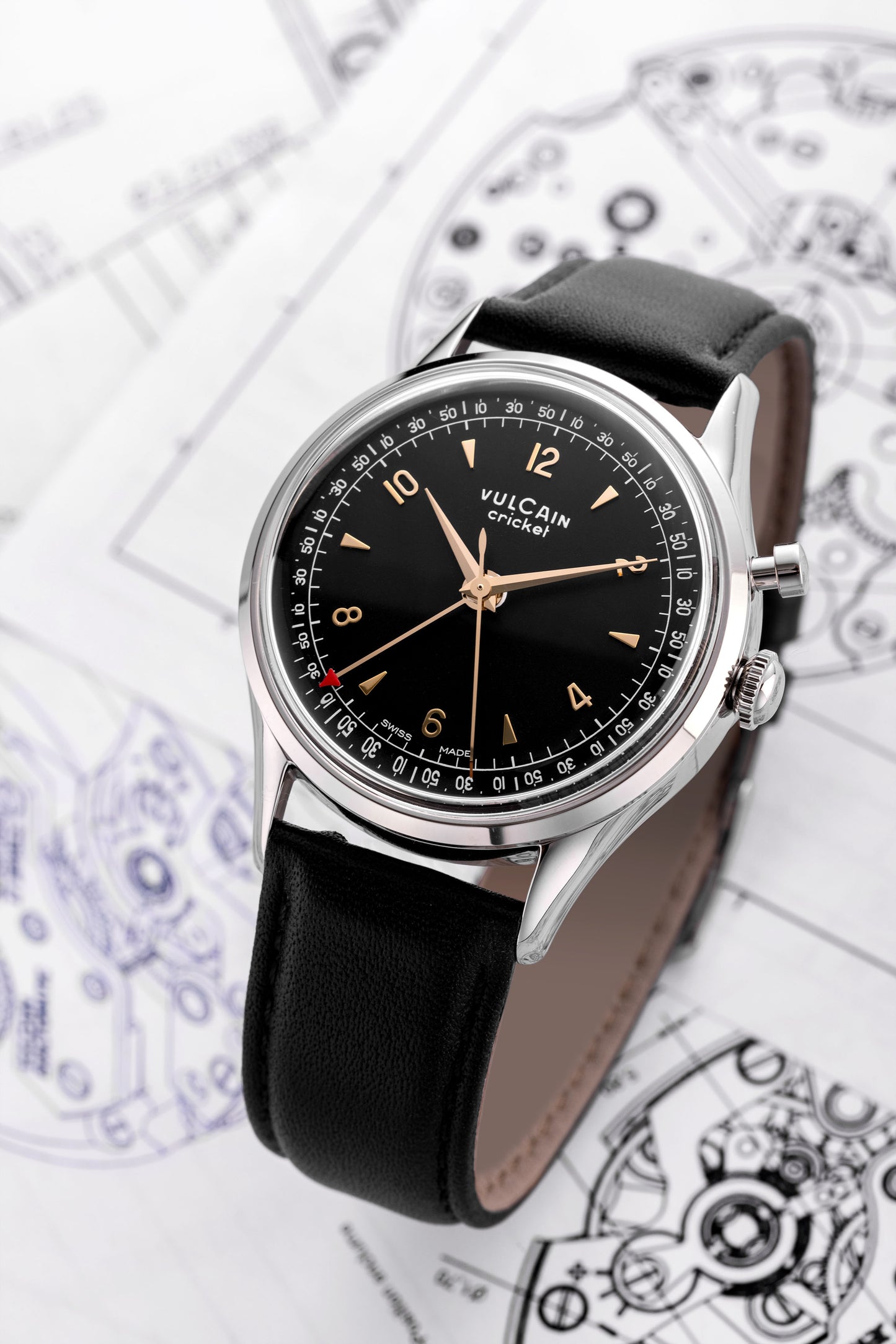 Vulcain Cricket Tradition 39 mm - Black & Gold