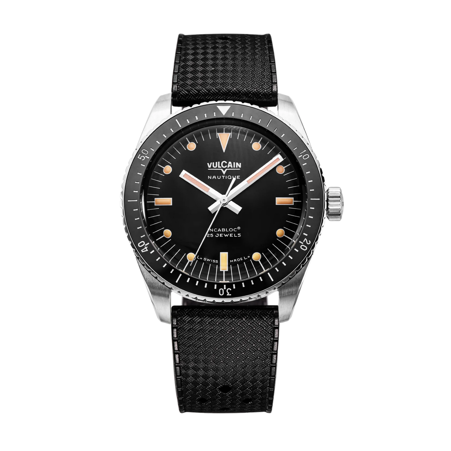 Vulcain Skindiver Nautique - Black with Khaki Brown Lum