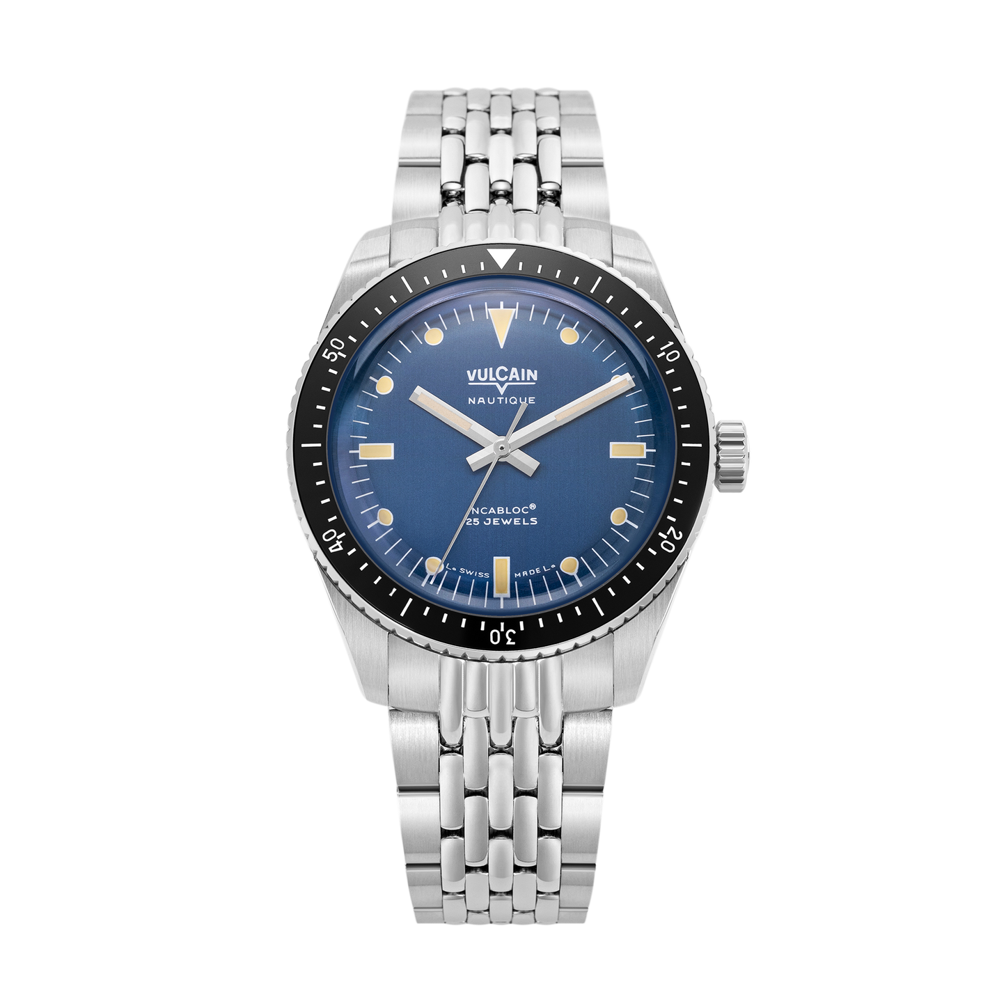 Vulcain Skindiver Nautique - Blue with Khaki Brown Lum