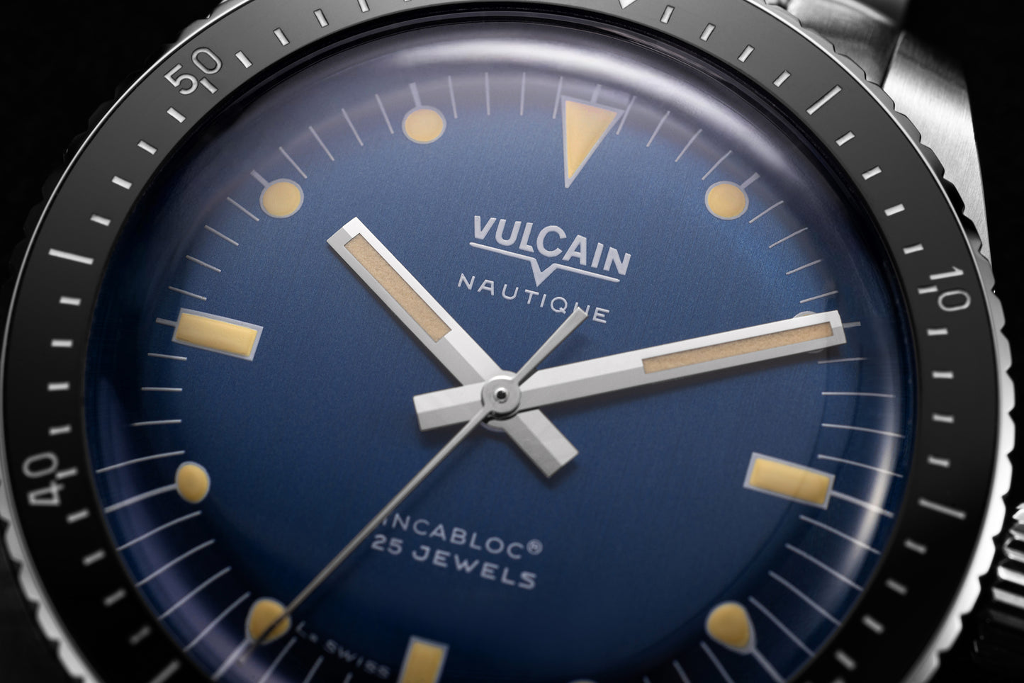 Vulcain Skindiver Nautique - Blue with Khaki Brown Lum